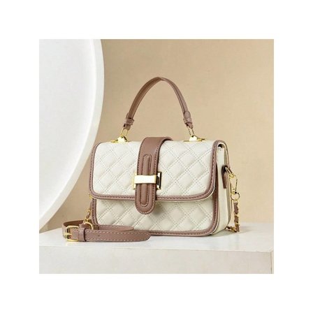 Quiltet Crossbody Veske Dame Lær Designer Vesker Liten Skulderveske Crossbody Vesker - Beige