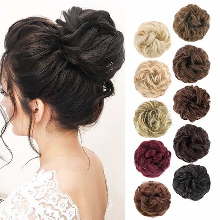 1PCS Messy Hair Bun Hair Scrunchies Extension Curly Wavy Messy Synthetic Chignon for women Updo Hairpiece