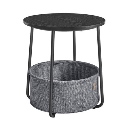 Rundt nattbord med oppbevaringskurv - Svart/Grå