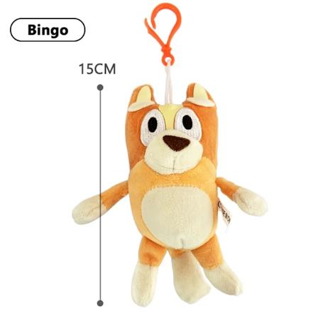 Bluey och Bingo Plyschleksaker 15cm Anime Figur Cartoon Hund Fylld Plyschdocka Hänge Barn Ryggsäck Ornament Present 2 15cm