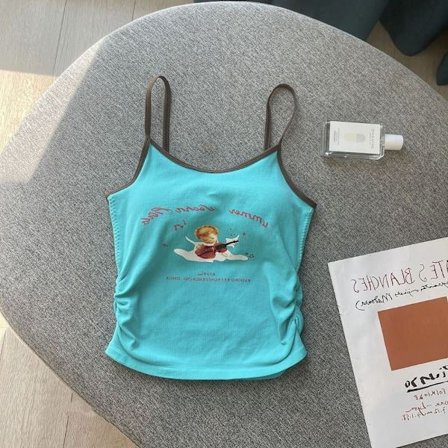 Cartoon Sweet Tank Top Print Y2k Tank Top BLÅ