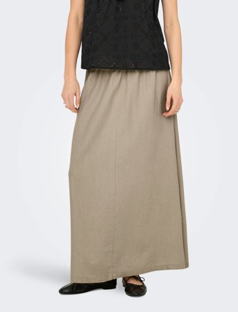 ONLY Onlcaro Hw Linen Bl Long Skirt Cc Pnt - Beige - S
