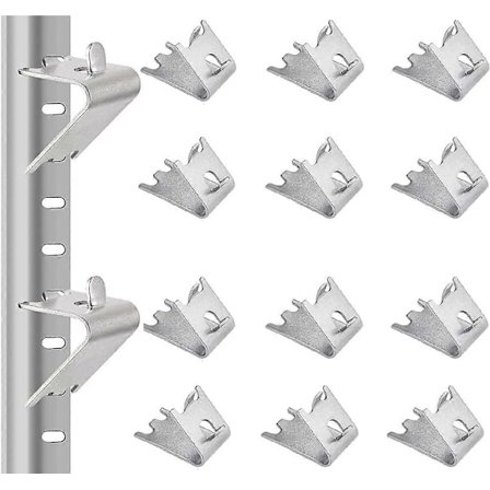 12 stk. Fryserhyldeclips Rustfrit Stål Køleskabshylde Støtte 1,5 mm Tyk Sølv Kølerhylde Støtte til Køleskab, Fryser