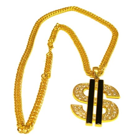 Gullfarget Dollar halskjede - Iced