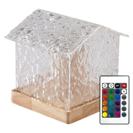 Dynamisk vandkrusningsnattelys dekorativt vandmønster krystallampe med akryllampeskærm til hjem RGB fjernbetjening