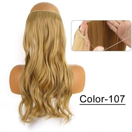 Synteettiset luonnolliset synteettiset halo-hiuspidennykset ilman klipsiä keinotekoinen fake ombre Blondi ruskea vaaleanpunainen aaltoileva tekohiuspa
