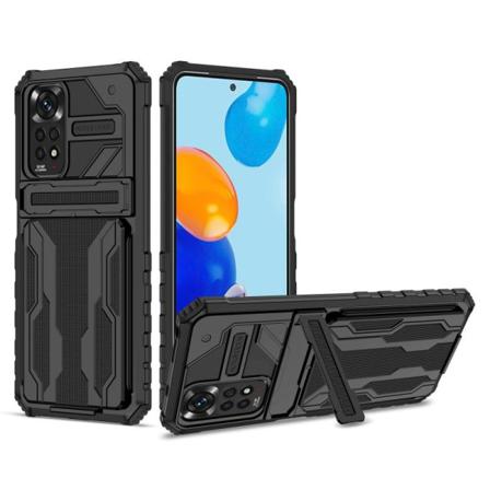 Xiaomi Redmi Note 11 / 11S Stöttåligt Skal Kickstand & Kortfack Black