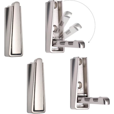 4 st Hopfällbara osynliga krokar i zinklegering, infällbar väggkrok för garderob, halsduk, hatt, morgonrock, nyckel, handväska, väska, hopfällbar 