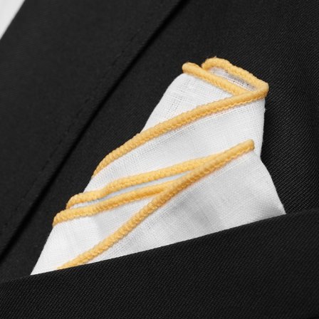 Batistă de buzunar albă cu margini de culoare chihlimbarului pentru bărbați - Batiste de buzunar monocrome