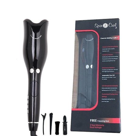 Keramisk automatisk hårkrøller, krølltang med LCD-skjerm, svart