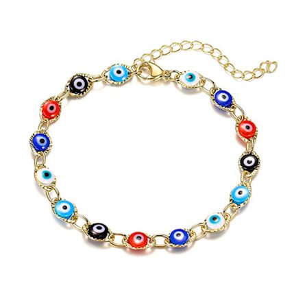 Wekity Choice of all Dainty Evil Eye Bracelets for Women,14K Gold Evil Eye Chain Bracelet for Girls