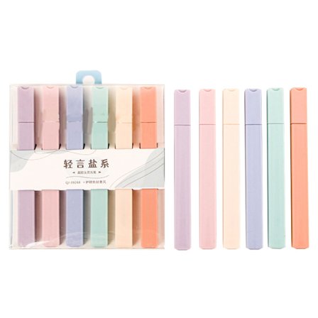 6-färgad highlighter-set, mjuka highlighter-pennor, estetiska pastellfärger, dagbok, planerare, anteckningar, kontor, skolmaterial