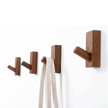 4 stk. selvklebende treveggkroker kleskroker dekorative skapglass vintage skap tre kroker, hattkroker, svart valnøtt tre rektangulær