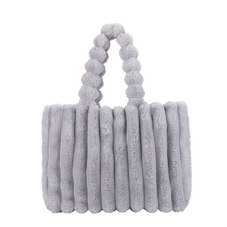 Myke plysjvesker Faux Fur Solid Farge Shopper Vesker GREY Grå