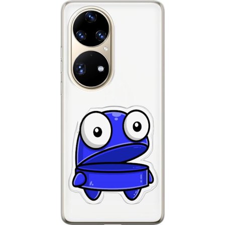 Kompatibel Mobilcover til Huawei Huawei P50 Pro Blå tegneseriefigur med åbent udtryk og store øjne i sjov illustration