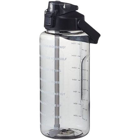 Vanntflaske, Motivasjons Fitness Sports Vanntflaske med Tidsmarkør, Fitness Vannkopp med Sugerør Tidsmarkør Håndtak 2L