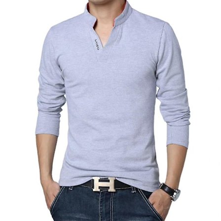 Mænds Afslappet Henry Neck Casual Polo Shirt Business Tops