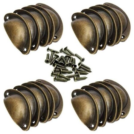 Brons - Skapshåndtak - 20 Vintage Skallhåndtak for Kjøkkenskap