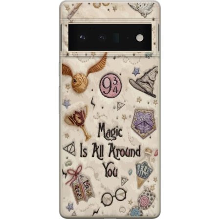 Yhteensopiva Puhelinkuori Google Google Pixel 6 Pro Kirjailtu taianomainen kuvaus, jossa on symboleja, lainauksia ja satumaailmaa, joka on inspiroitun