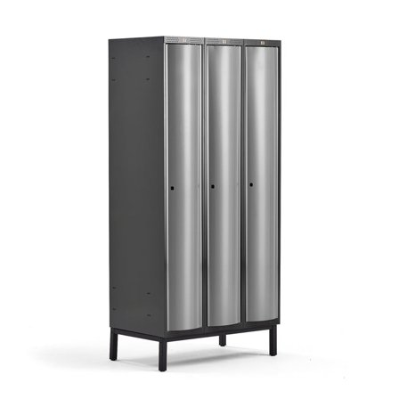 Stilfullt klädskåp med välvda dörrar - H1740xB600xD550mm - Grå metallic