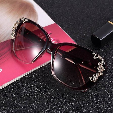 Guld Rose Blomst Carving Kvinder Katteøje Vintage Briller