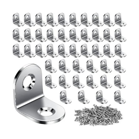 50 st L-fästen Hörnfäste, Tunga Små Fästen, Rostfritt Stål Rätt Vinkel Fästen, 90