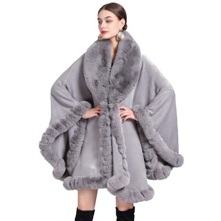 Dam finstickad fuskpäls Cape Cardigan tröja