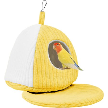 Varm Hengende Fuglerede Hengekøye Seng For Papegøyer Undulater Små Medium Fugler Innendørs Utendørs Bur Tilbehør Gul 21x21cm