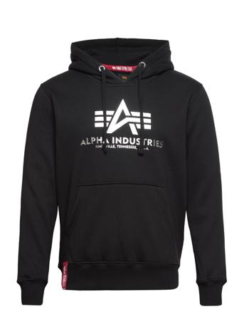 Basic Hoody Foil Print Hoodie Trøje Sort Alpha Industries