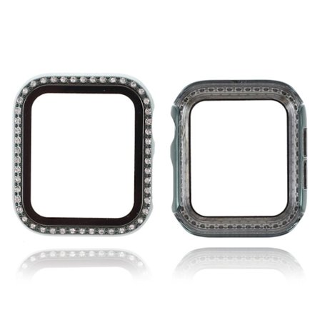Apple Watch Series 6 / 5 40mm rhinestone décor frame with tempered glass - Green