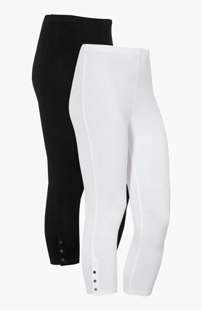 Cellbes of Sweden - Capri leggings med dejlige knapdetaljer Milly 2-pack i hvid + sort til damer i størrelse 34/36
