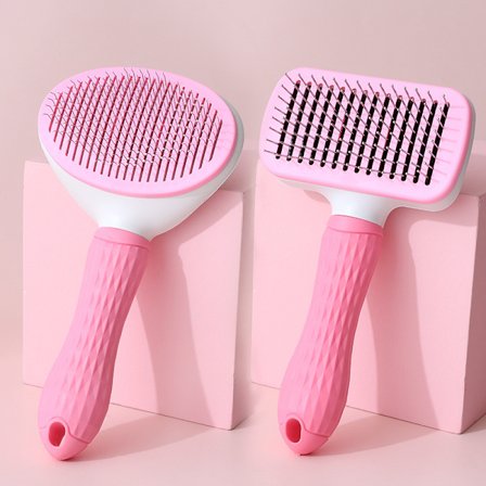 2 st rosa hund- och kattborste, självrengörande borste för döda hår