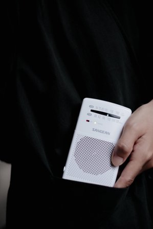 Sangean SR-35 White AM/FM Analog Pocket Radio with built-in speaker