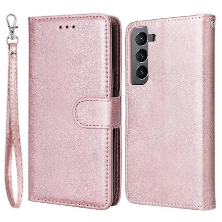 Kompatibel med Samsung S22 Magnetiskt 2-i-1 Telefonfodral/Plånbok - Rosa Pink gold Roséguld