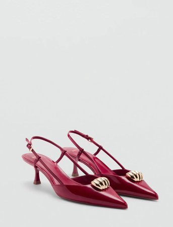 Mango High-Heeled Shoes With Metallic Detail - Red - 37