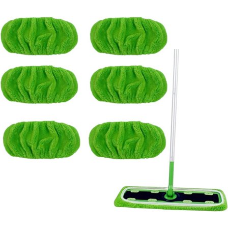 Mikrofibermoppdukar, 6-pack - Tvättbart ersättningspaket - Lämplig för Swiffer robotdammsugare - Moppduk - Grön