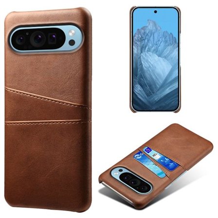 SKALO Google Pixel 9/9 Pro PU-nahkainen Suojakuori Lompakolla - Ruskea