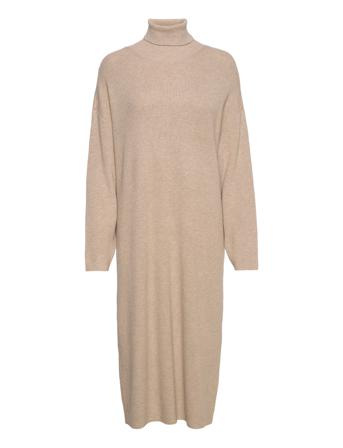 Mschmagnea Rachelle Rib Dress Knælang Kjole Beige MOSS COPENHAGEN