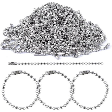 150 st 100 mm Lång Pärlkedjekoppling Lås 2,4 mm Diameter Kedjor Nyckelring Tag Nyckel