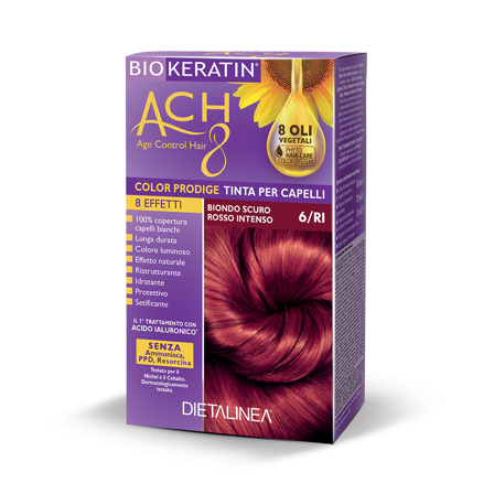Biokeratin Ach8 Tinta per Capelli Biondo Scuro Rosso Intenso 6/RI