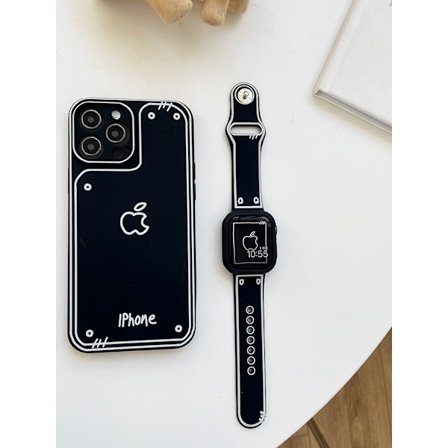 Klockarmband för Apple Watch iWatch 42mm 123 generation Svart armband + svart halvtäckande hårt skal