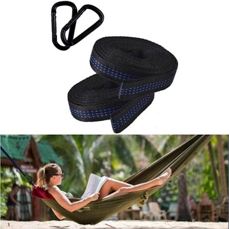 2-pack - Hängmatteband - Universella Campinghängmatta Tillbehör - Lätt att Montera - Hållbara - Svarta