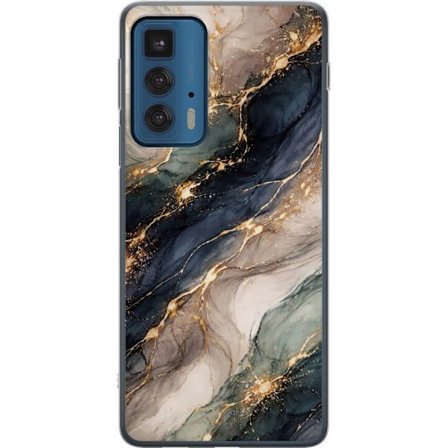 Kompatibelt Mobilskal till Motorola Motorola Edge 20 Pro Lyxig abstrakt marmorkonst i svart, vitt och guld med eleganta linjer, exklusiv design för p