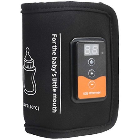 Bärbar Bröstvärmare Bröstmjölksflaskisoleringspaket Återanvändbar Bröstvärmare USB Bröstvärmare (27,5X12,5CM, Svart)