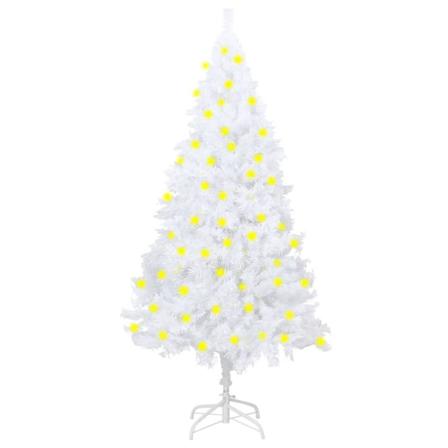 Plastgran Med Led Och Tjocka Grenar Vit 150 Cm