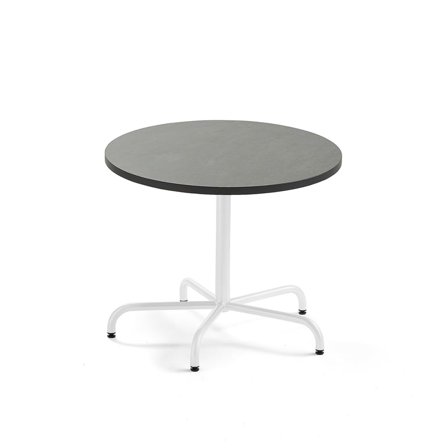 Table PLURAL, Ø 900x720 mm, linoleum top, dark grey, white