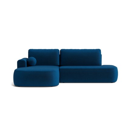 Monza chaiselong sovesofa, venstrevendt m/opbevaring - Riviera Blå velour - 286x175x90cm - Sovesofa med 215x140cm seng