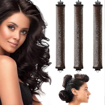 3 stk. Varmefritt Hårkrøllsett, Fleksible Ruller med Krok, Varmefritt Krølljern for Alle Hårtyper, Krøllere Uten Varme å Sove i, Varmefritt Krøller 