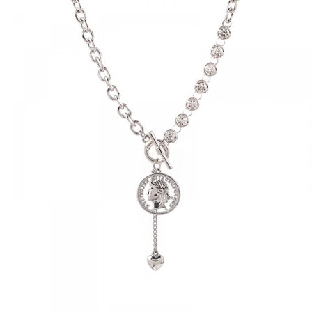 Silver Coin Pendant Chain Necklace - Äkta och elegant minnessak smycken för kvinnor