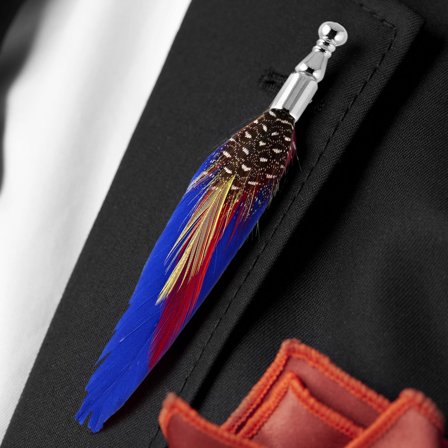 Épinglette "La plume" bleue pour hommes - Broches en forme de plume